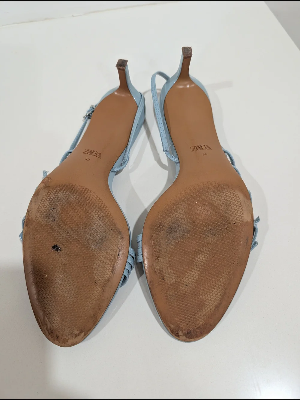 Zara Light Blue Strappy Slingback Sandals - Picture 4 of 4